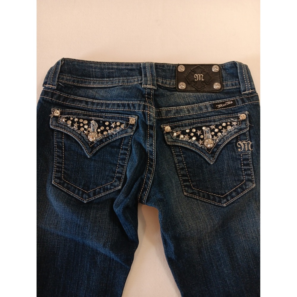 Miss Me Angel Wing Bootcut Jeans Size 26 Low Rise Blue Denim Bling 3019